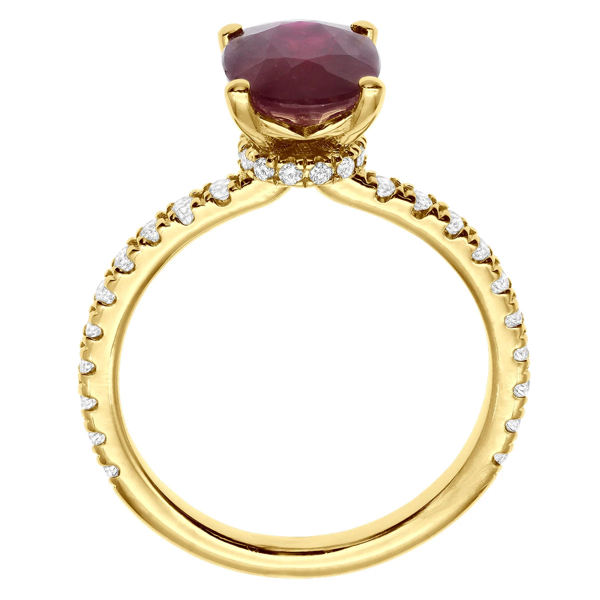 2.8ct Diamonds & Ruby Ring For Women 18K Yellow Gold Engagement Ring By Luxurman - Image 5