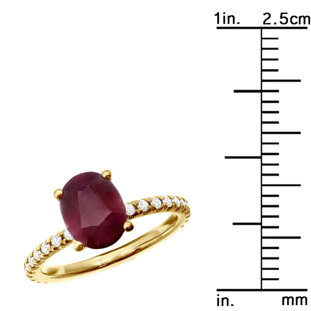 2.8ct Diamonds & Ruby Ring For Women 18K Yellow Gold Engagement Ring By Luxurman - Image 8
