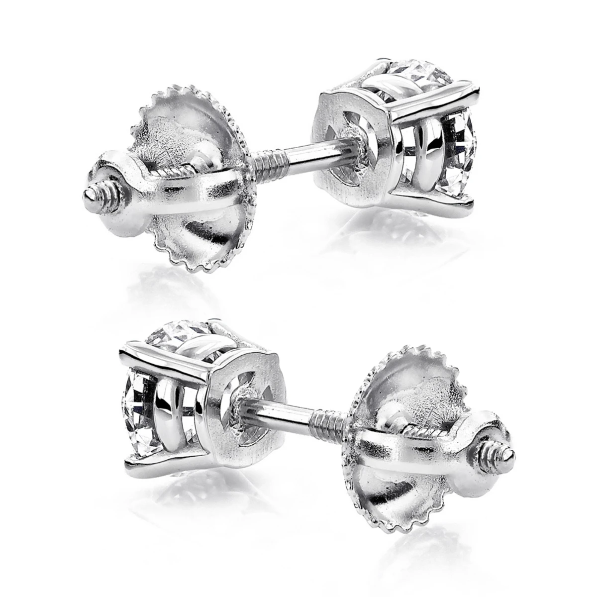 2ct Round Cut Diamond Platinum Stud Earrings - Image 2