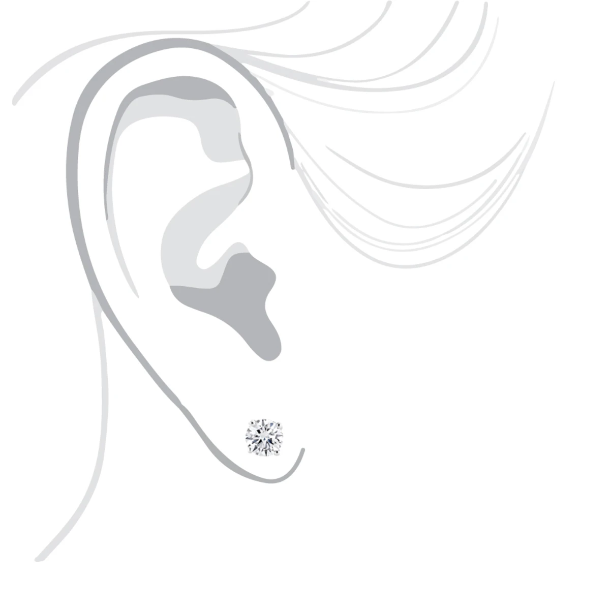 2ct Round Cut Diamond Platinum Stud Earrings - Image 3