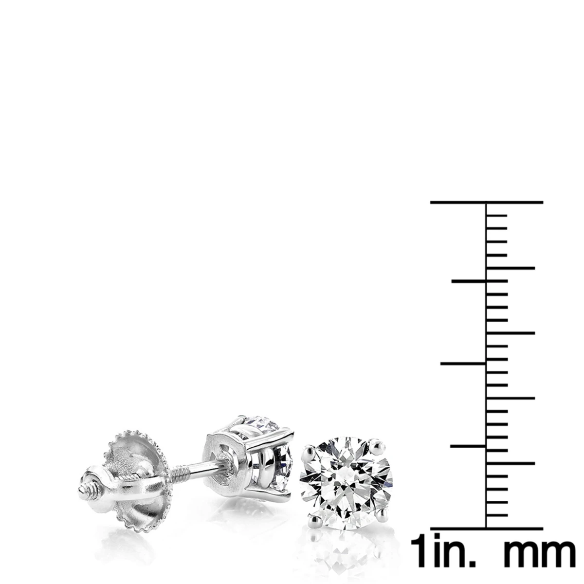2ct Round Cut Diamond Platinum Stud Earrings - Image 4