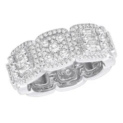 4 Carat Diamond Eternity Band For Men & Women Round Baguette Diamonds 14K White Gold