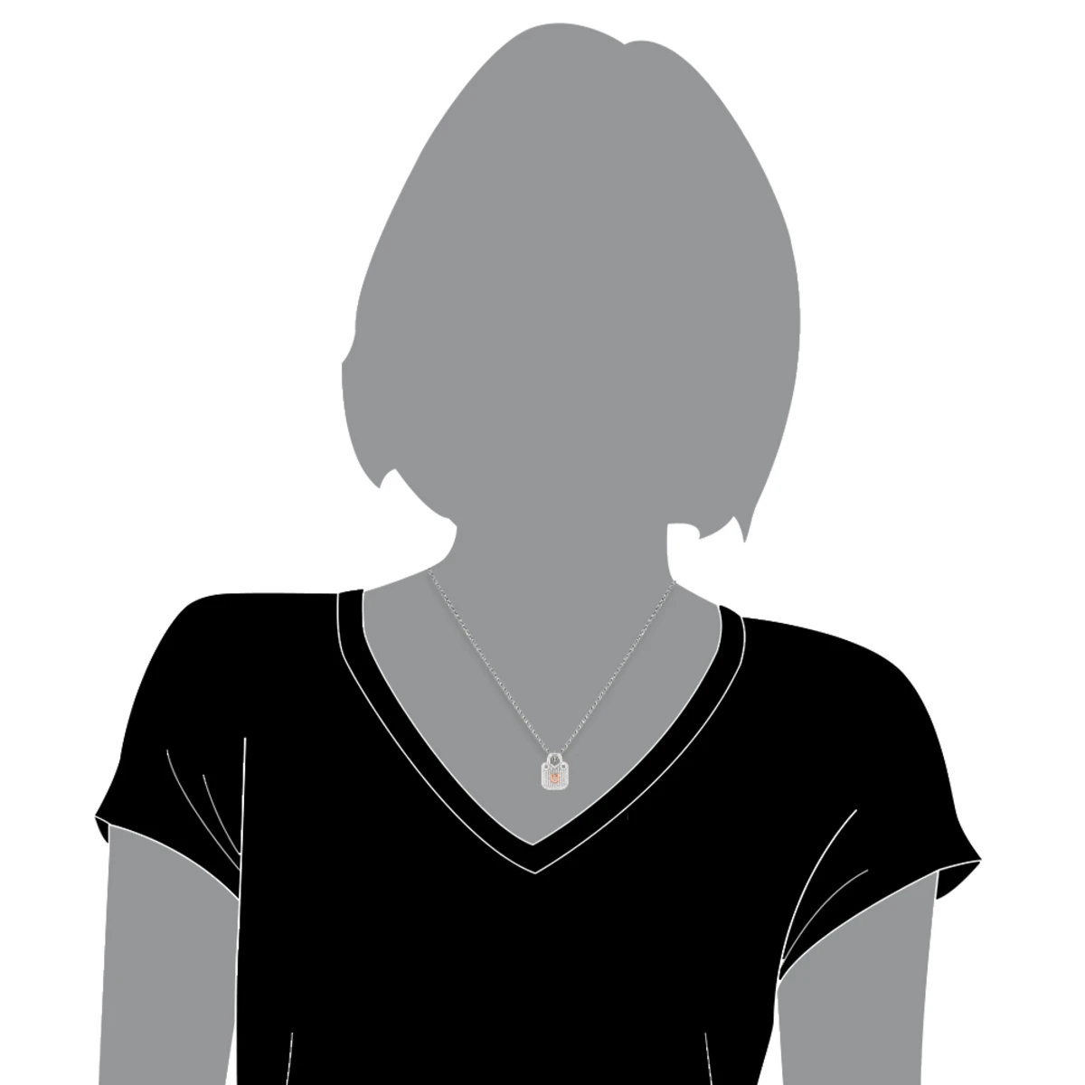 Real White & 10K White/Rose Gold Ladies Diamond Lock Pendant Necklace 0.3ct - Image 5