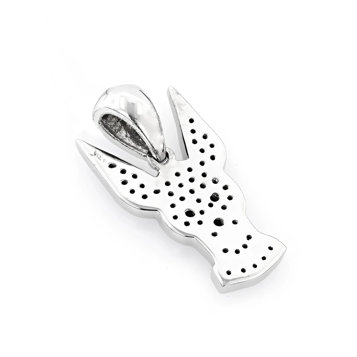 Black And White Diamond Dog Pendant 0.51ct 14K White Gold - Image 4