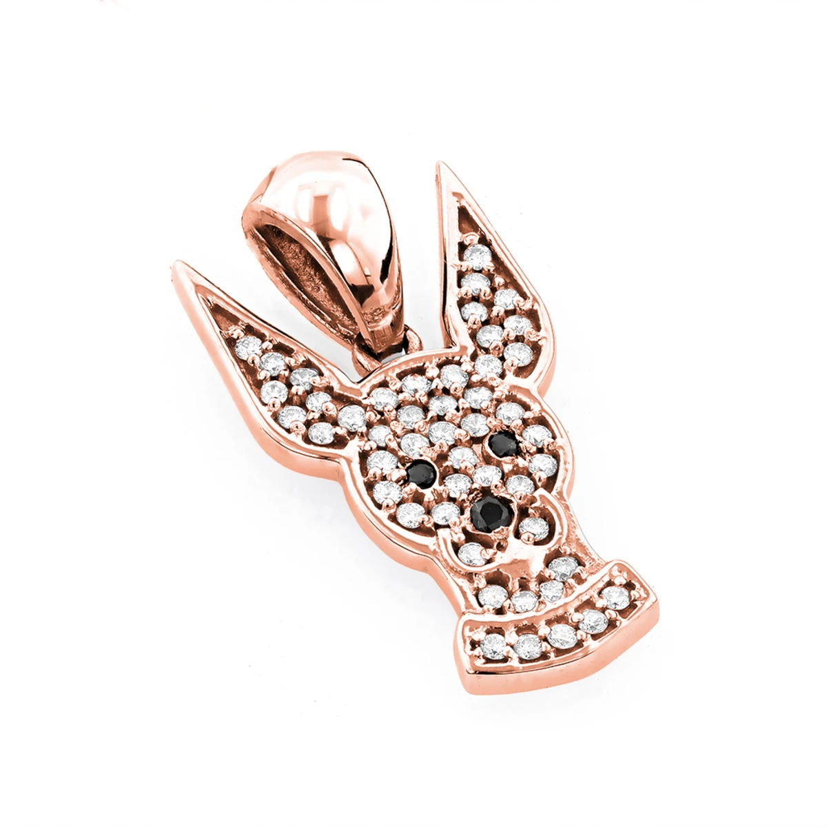 Black And White Diamond Dog Pendant 0.51ct 14K White Gold - Image 3