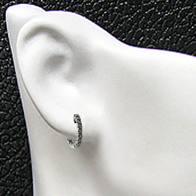 14K Black Plated Gold Black Diamond Hoop Earrings 1.74ct - Image 3