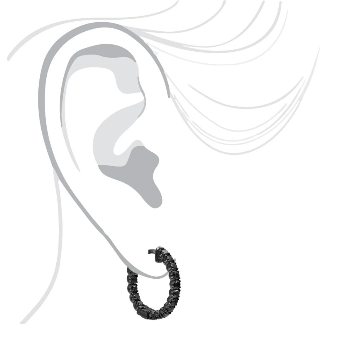 14K Black Plated Gold Black Diamond Hoop Earrings 1.93ct - Image 5