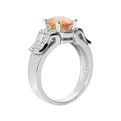 14K White Gold Ladies Citrine & Diamond Ring 0.24ctd 2ctc - Image 3