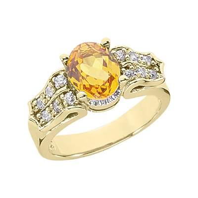 14K White Gold Ladies Citrine & Diamond Ring 0.24ctd 2ctc - Image 2