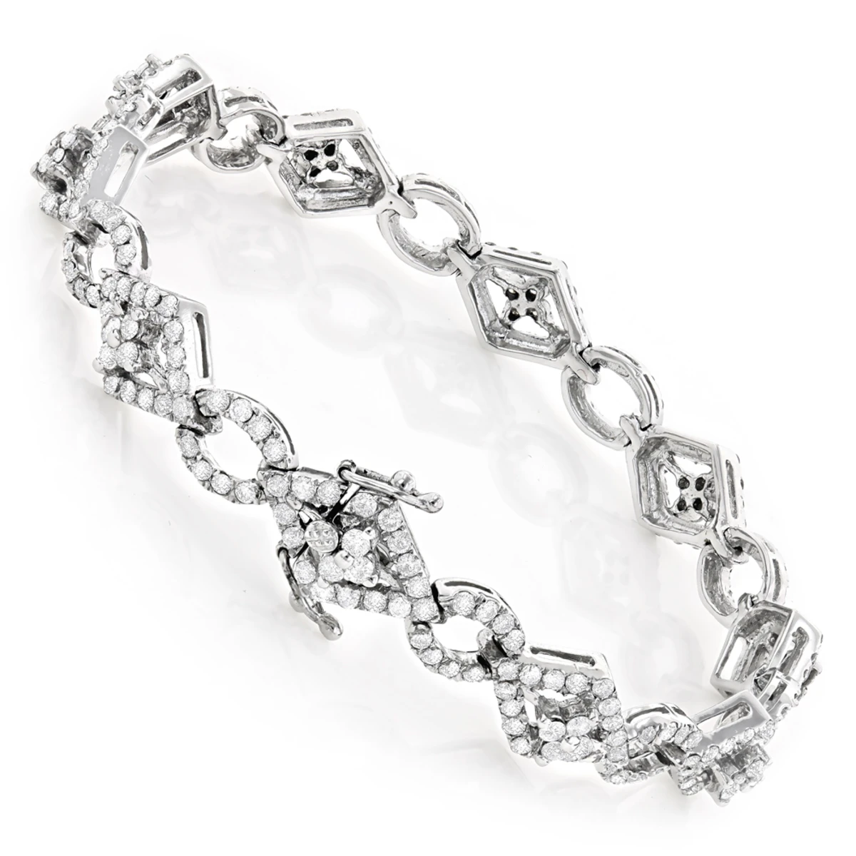 Designer Diamond Bracelet For Women 14K White Gold 4.94ct - Image 4
