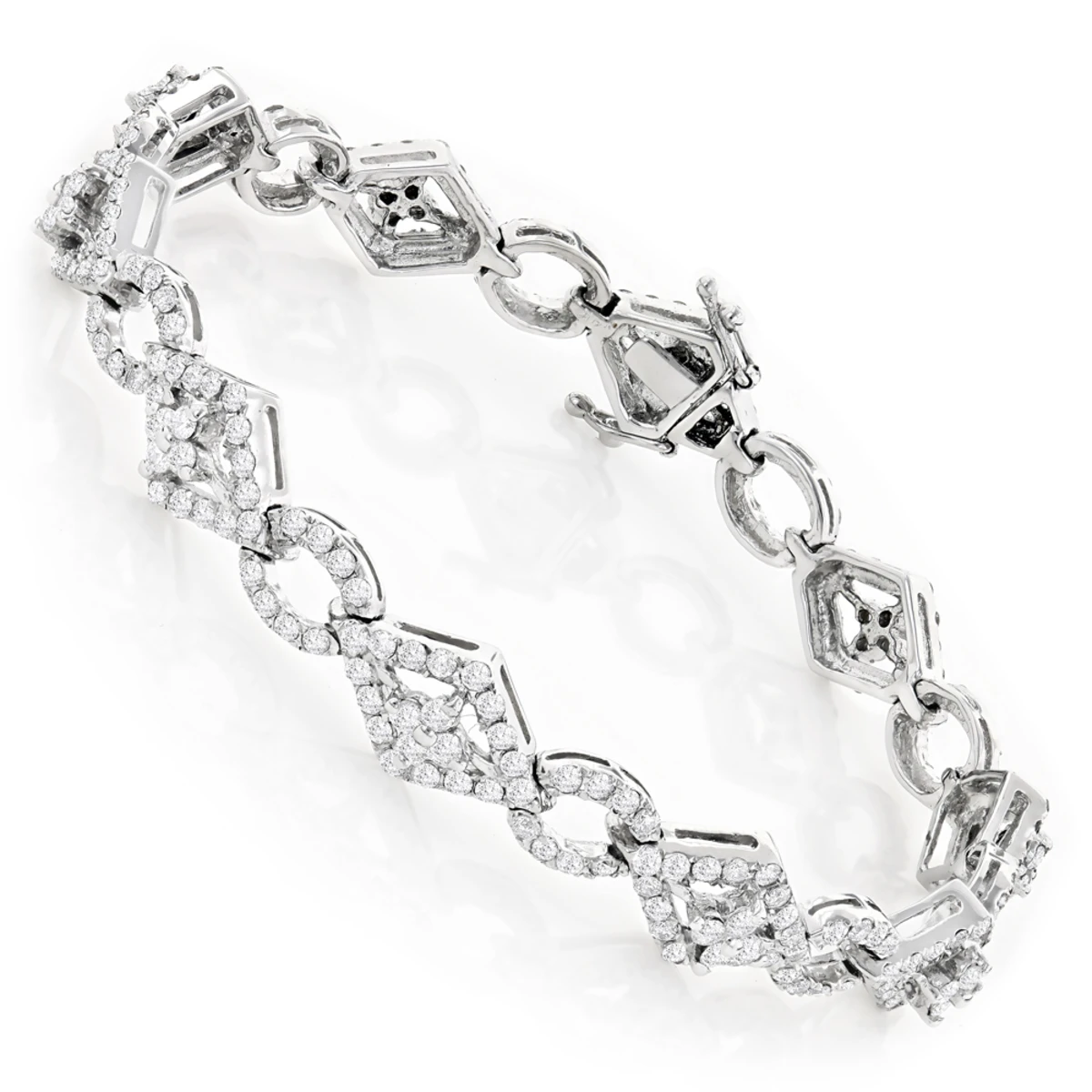 Designer Diamond Bracelet For Women 14K White Gold 4.94ct