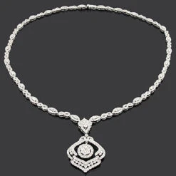 Designer Diamond Luccello Necklace 11.14ct 18K White Gold