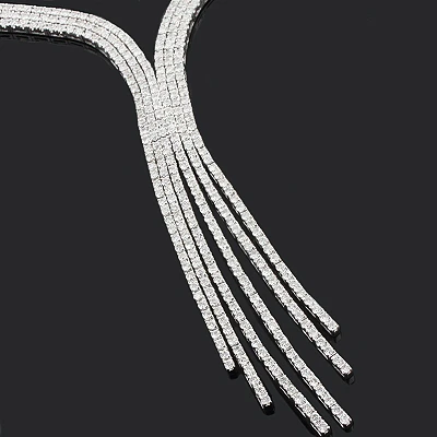Designer Diamond Tassle Necklace 11.70ct 18K White Gold - Image 2