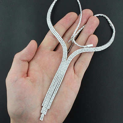 Designer Diamond Tassle Necklace 11.70ct 18K White Gold - Image 4