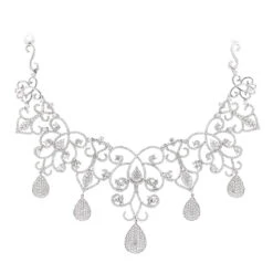 Designer Ladies Diamond Chandelier Necklace By Luccello 18K White Gold