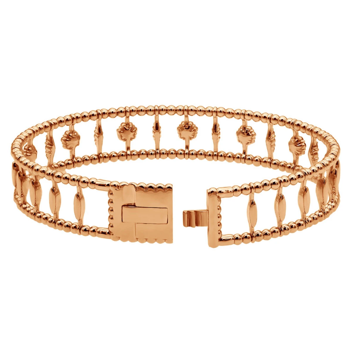 Diamond Bangle Bracelet For Women 14K Yellow Gold Flower Design 1.2Ct - Image 6