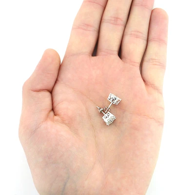 Diamond Cluster Stud Earrings 14K White Gold 1.38ct - Image 3