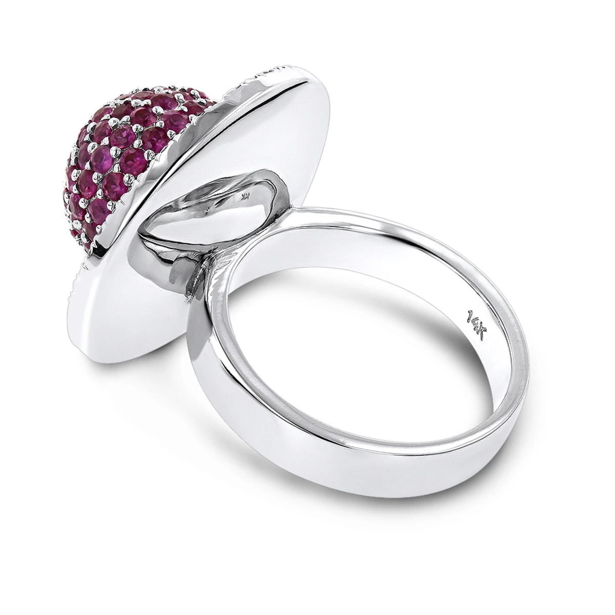 14K White Gold Diamond & Pink Sapphire Cocktail Ring For Women 3.25 - Image 4