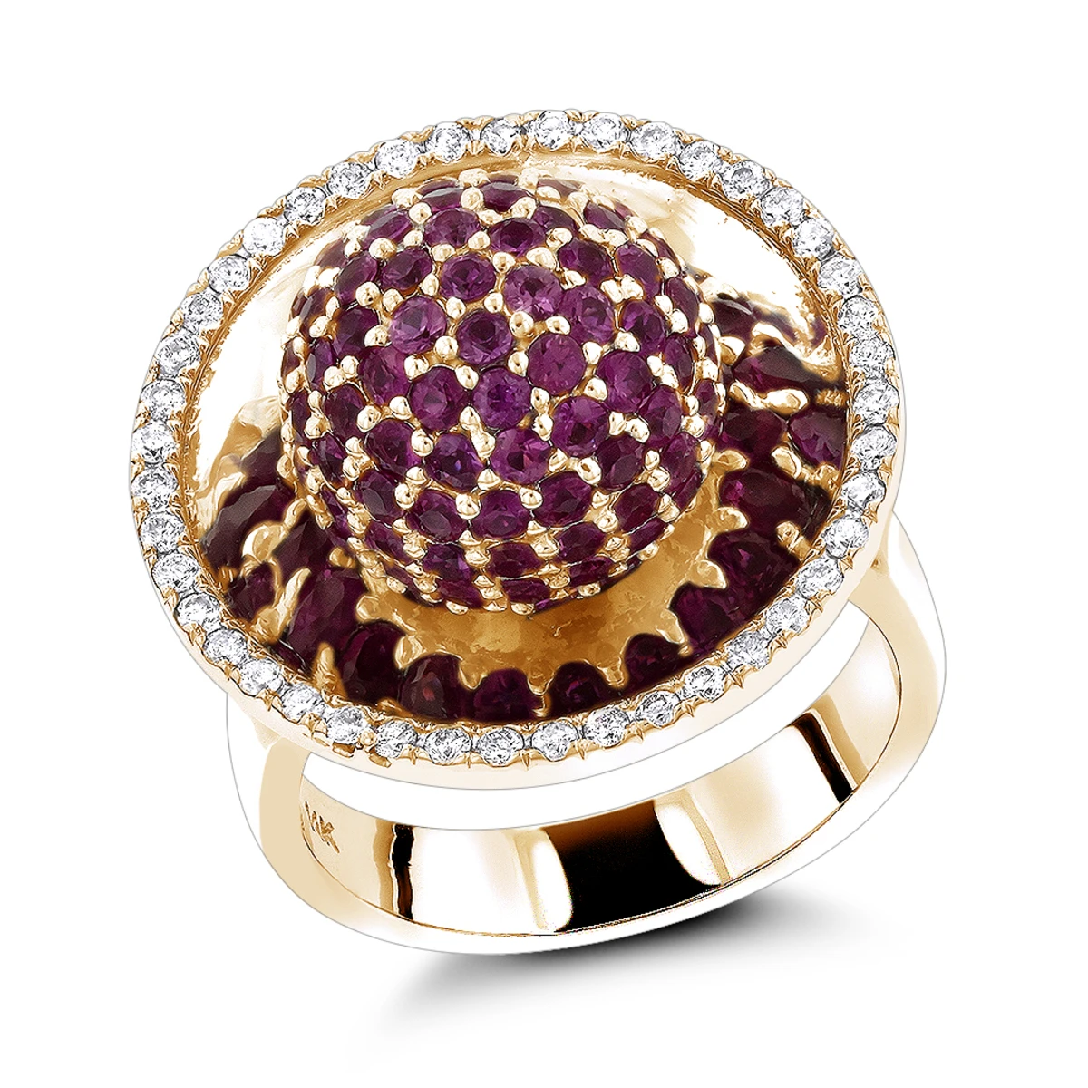 14K White Gold Diamond & Pink Sapphire Cocktail Ring For Women 3.25 - Image 2