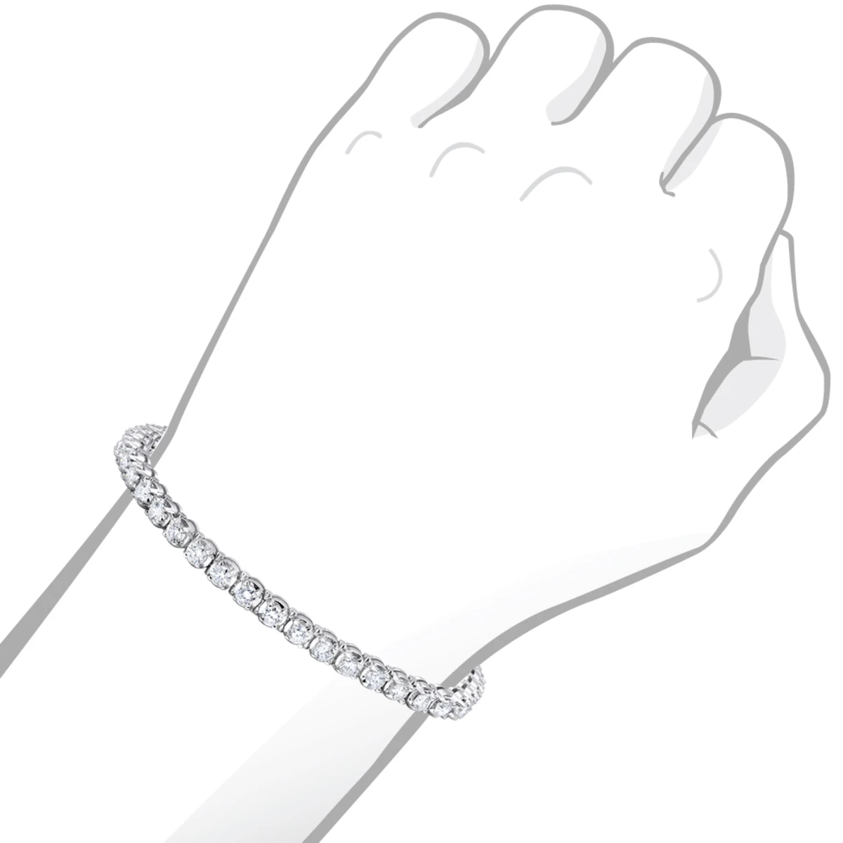 Diamond Tennis Bracelet 5.50ct - 14K White Gold Round Prong - Image 5