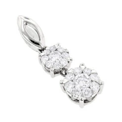 18K White Gold Double Cluster Diamond Pendant 0.49ct By Luccello