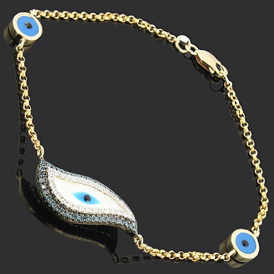 White Blue Diamond Evil Eye Bracelet - Image 2