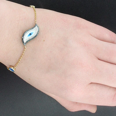 White Blue Diamond Evil Eye Bracelet - Image 3
