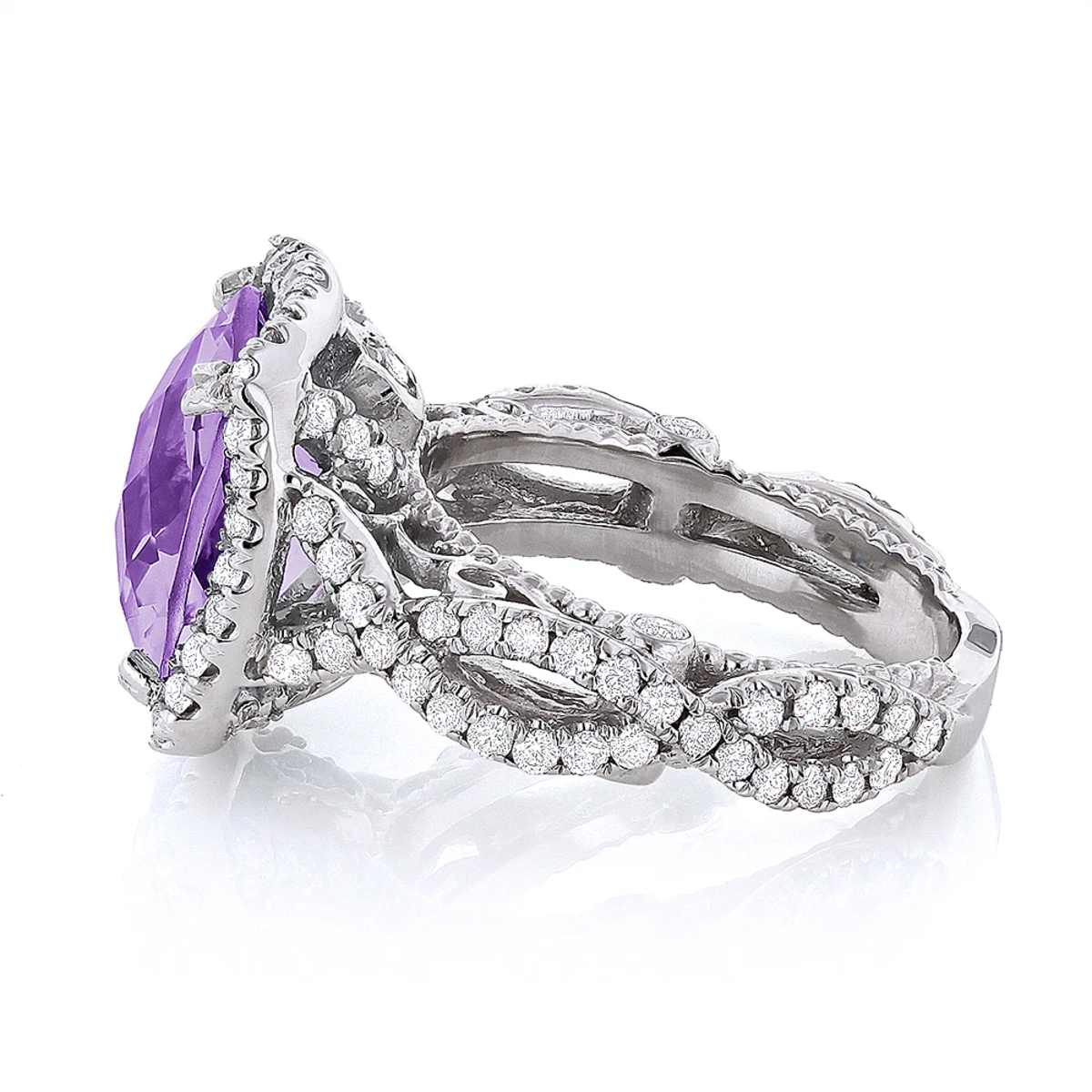 Purple Amethyst Diamond Cocktail Ring 11ct - Image 2