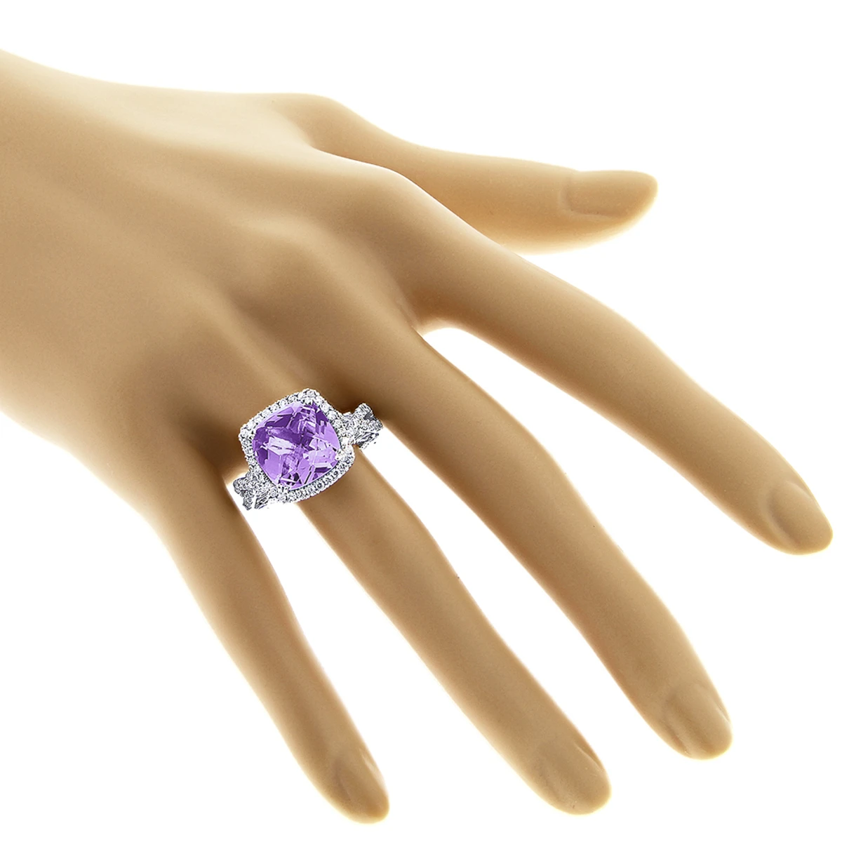 Purple Amethyst Diamond Cocktail Ring 11ct - Image 3