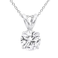 14K White Gold Floating 1/2-3 Carat Diamond Solitaire Pendant Ladies Necklace