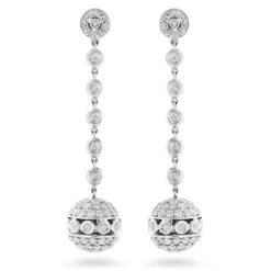 Golden Globes Diamond Dangle Earrings 3ct 14K White Gold