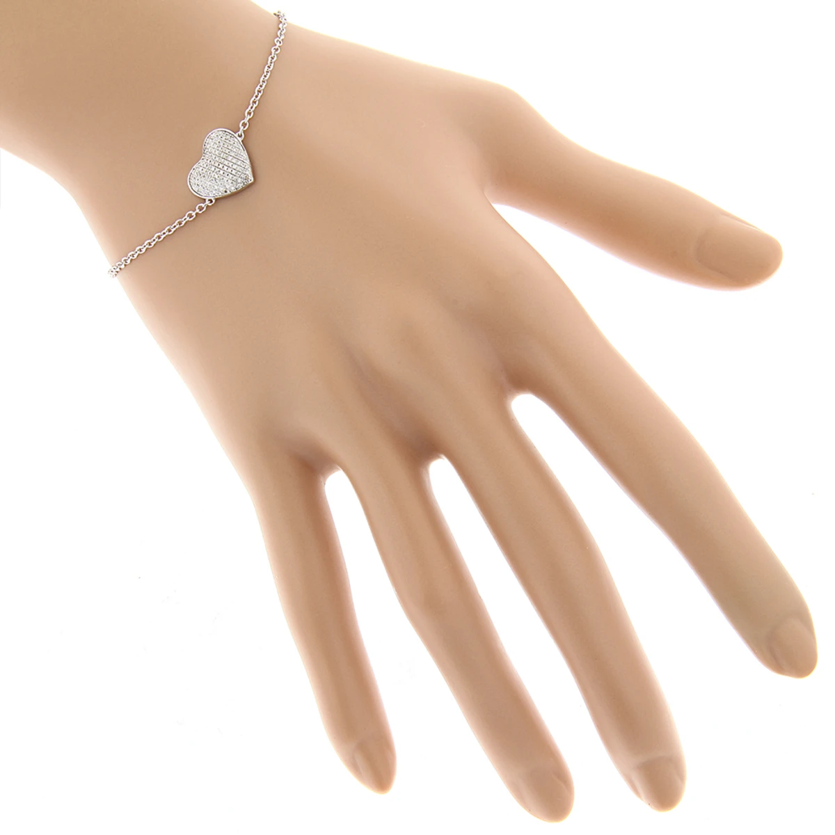 Women's 10K Yellow Gold Diamond Heart Bracelet 1/5ct - Image 4