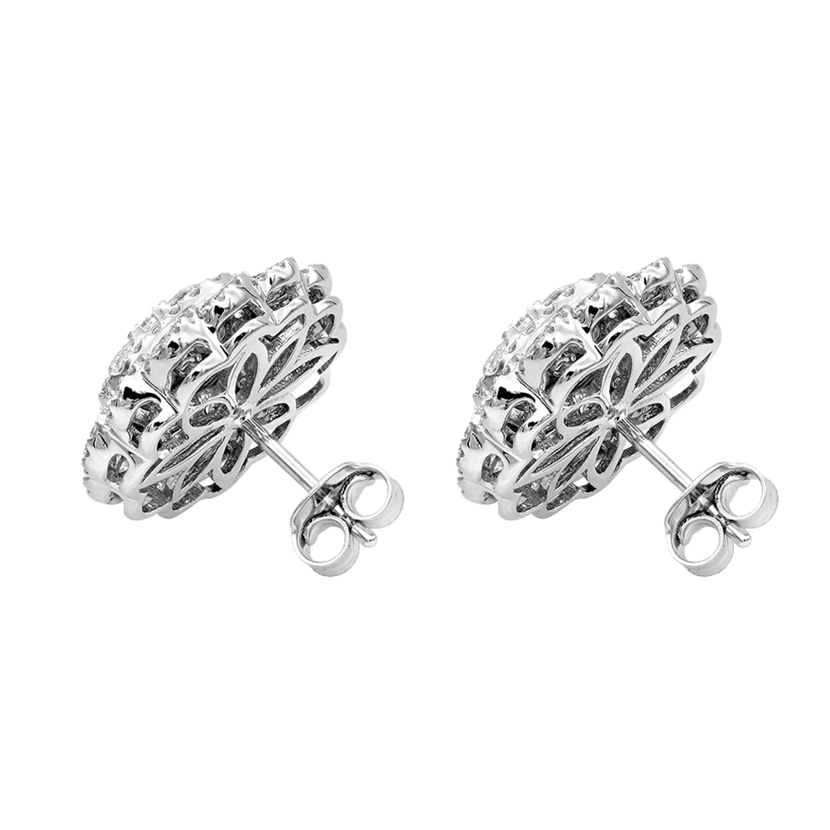 Huge 3 Carat Designer Diamond Stud Earrings For Women Cluster Flower Design - Image 4