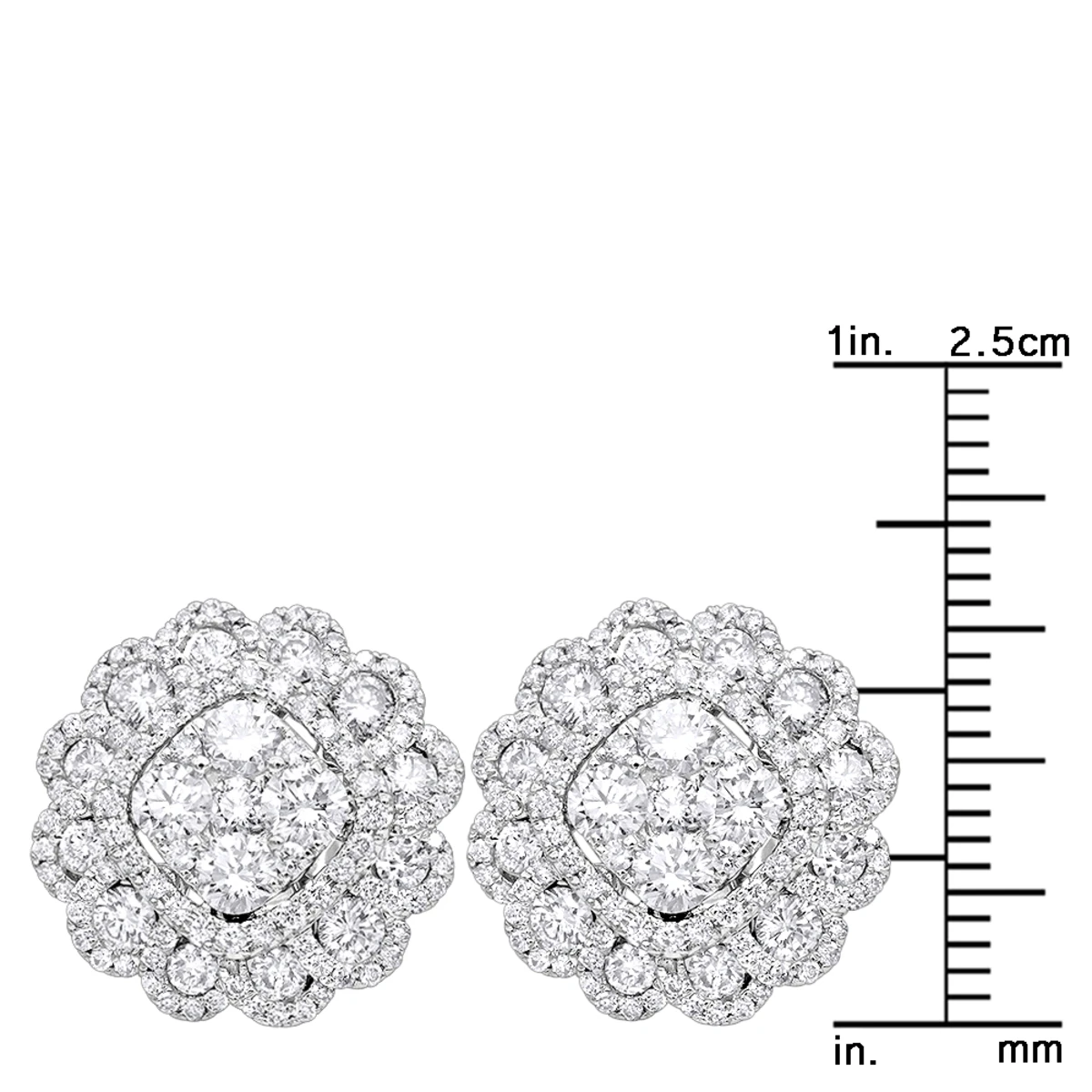 Huge 3 Carat Designer Diamond Stud Earrings For Women Cluster Flower Design - Image 6