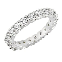 14K White Gold 1.4ct Round Cut Shared Prong Diamond Eternity Wedding Ring