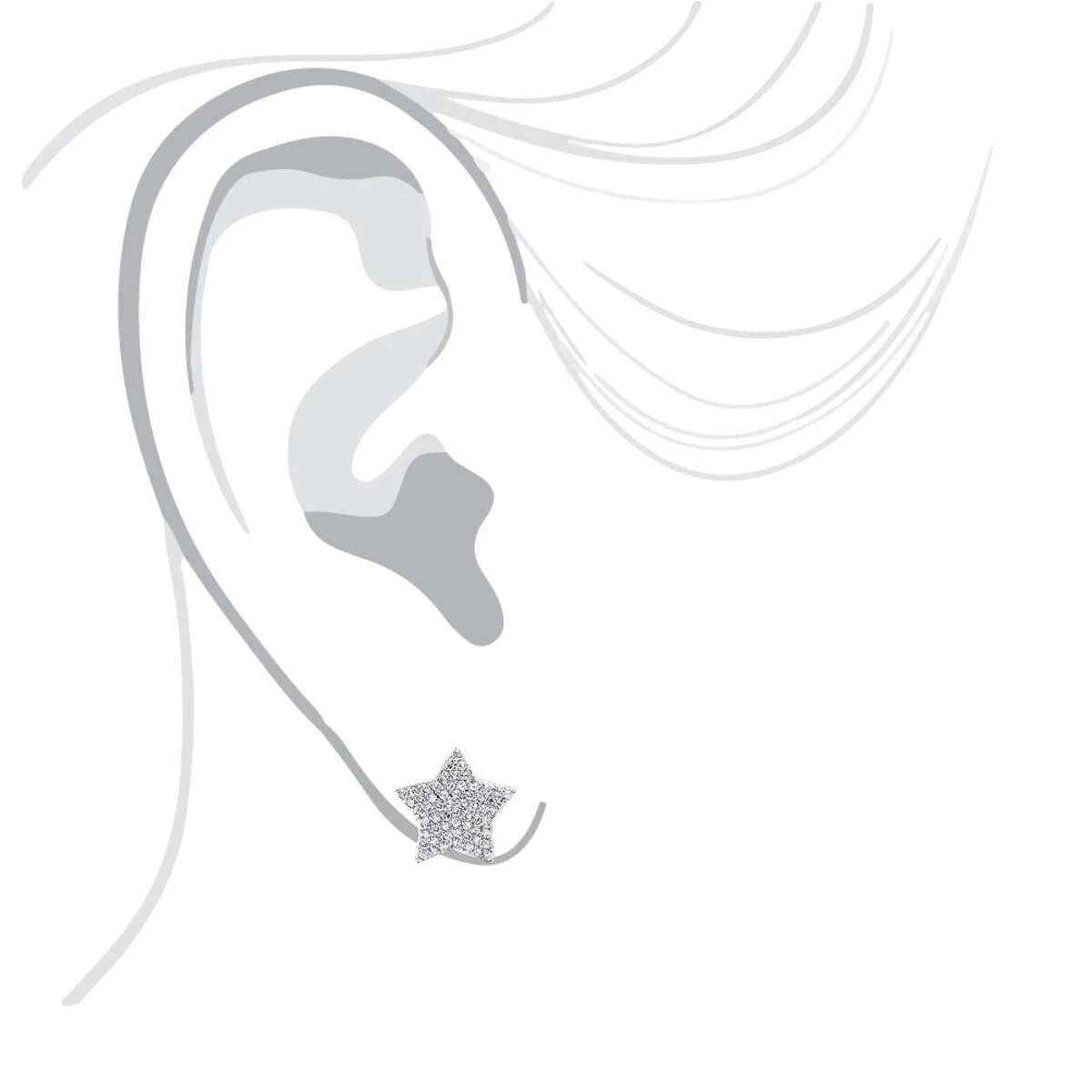 14K White Gold Fully Iced Out Pave Diamond Star Earrings Studs 0.25CT By Luxurman - Image 7