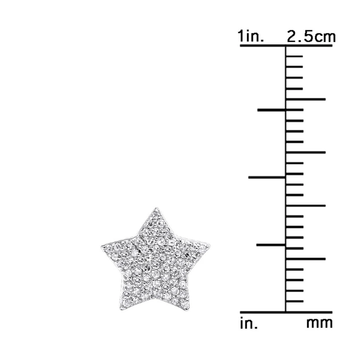 14K White Gold Fully Iced Out Pave Diamond Star Earrings Studs 0.25CT By Luxurman - Image 8