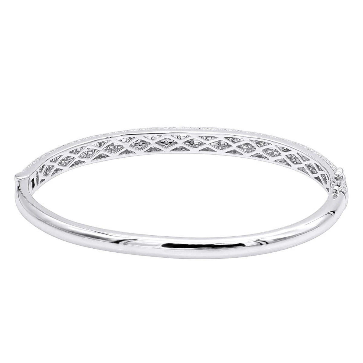 14K White Gold Pave Diamond Bangle Bracelet For Women 4.75ct By LUXURMAN - Image 4
