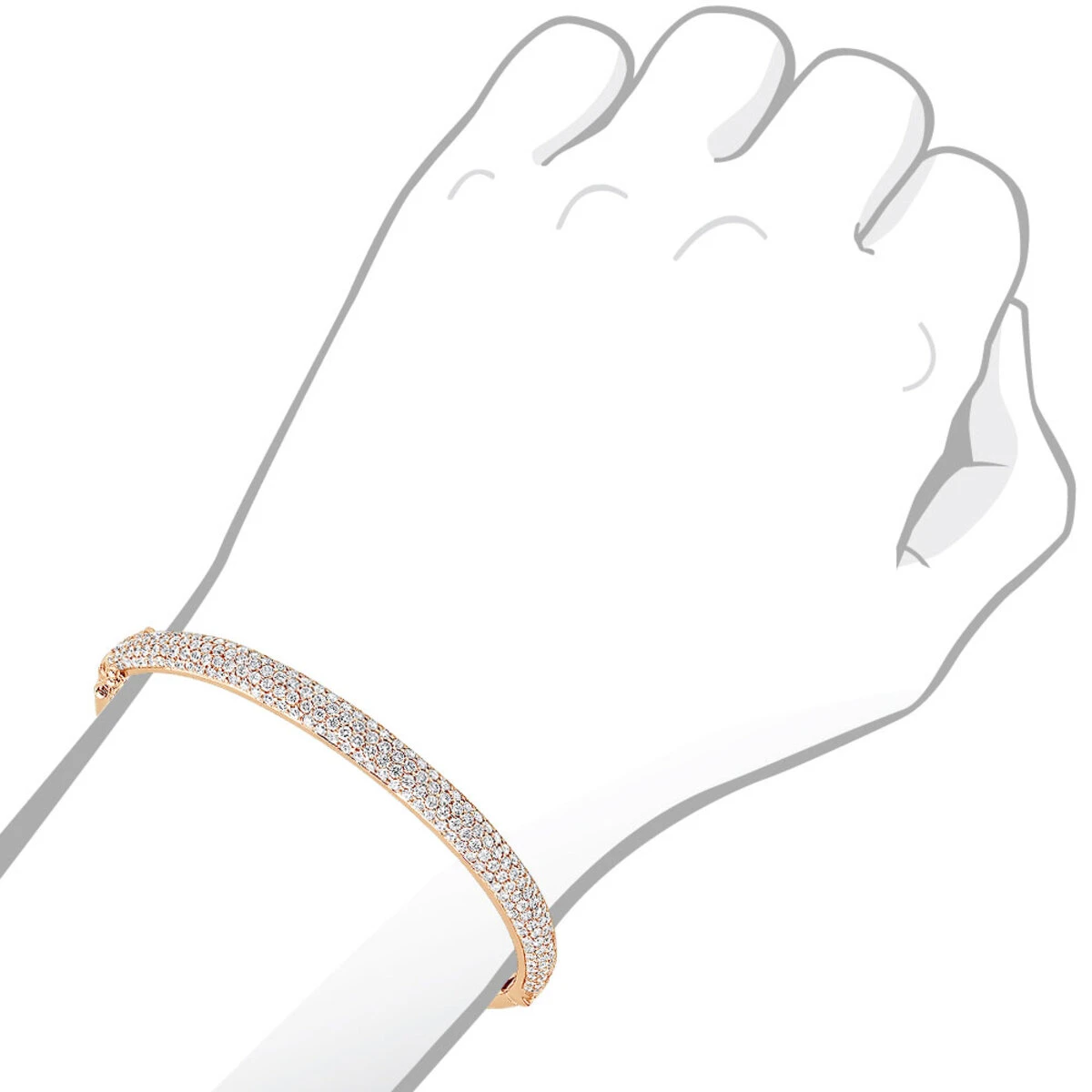 14K White Gold Pave Diamond Bangle Bracelet For Women 4.75ct By LUXURMAN - Image 9