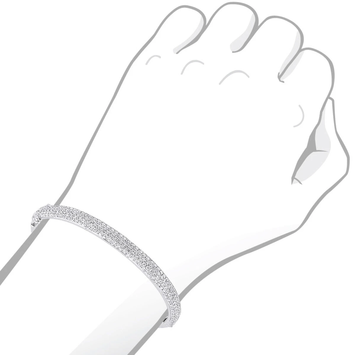 14K White Gold Pave Diamond Bangle Bracelet For Women 4.75ct By LUXURMAN - Image 7