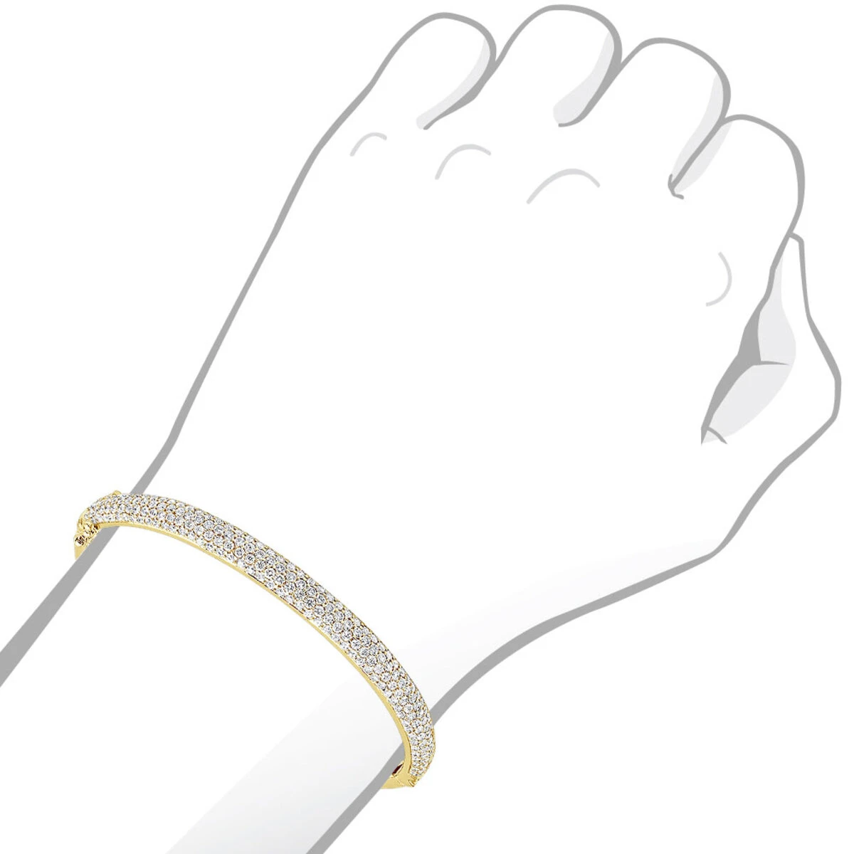 14K White Gold Pave Diamond Bangle Bracelet For Women 4.75ct By LUXURMAN - Image 8