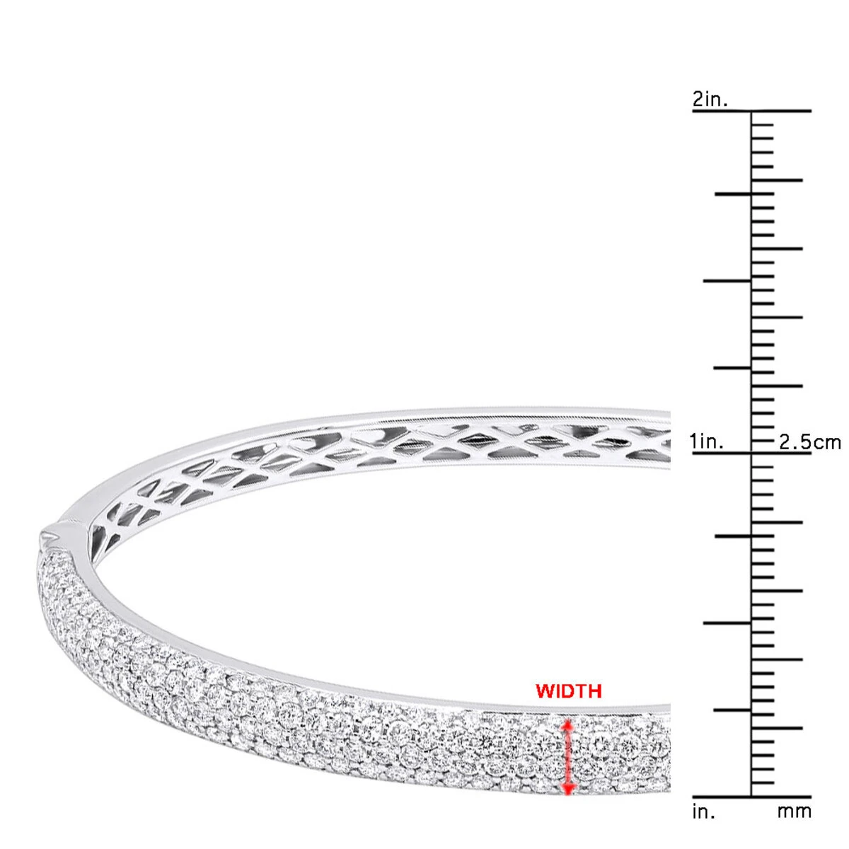 14K White Gold Pave Diamond Bangle Bracelet For Women 4.75ct By LUXURMAN - Image 10