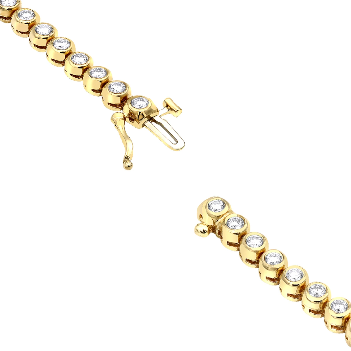 3 Carat Modern Bezel Set Round Cut Diamond Tennis Bracelet 14K Yellow Gold - Image 5