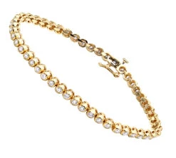 3 Carat Modern Bezel Set Round Cut Diamond Tennis Bracelet 14K Yellow Gold