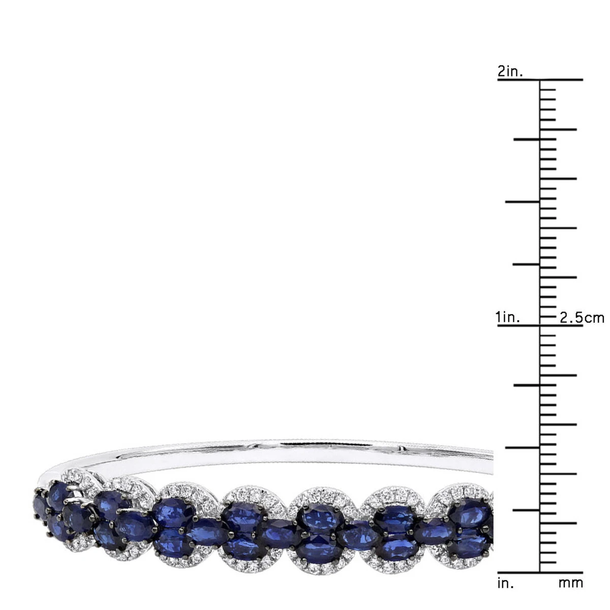 Blue Sapphire And Diamond Bangle Bracelet For Women 14K White Gold 9.5CT LUXURMAN - Image 8