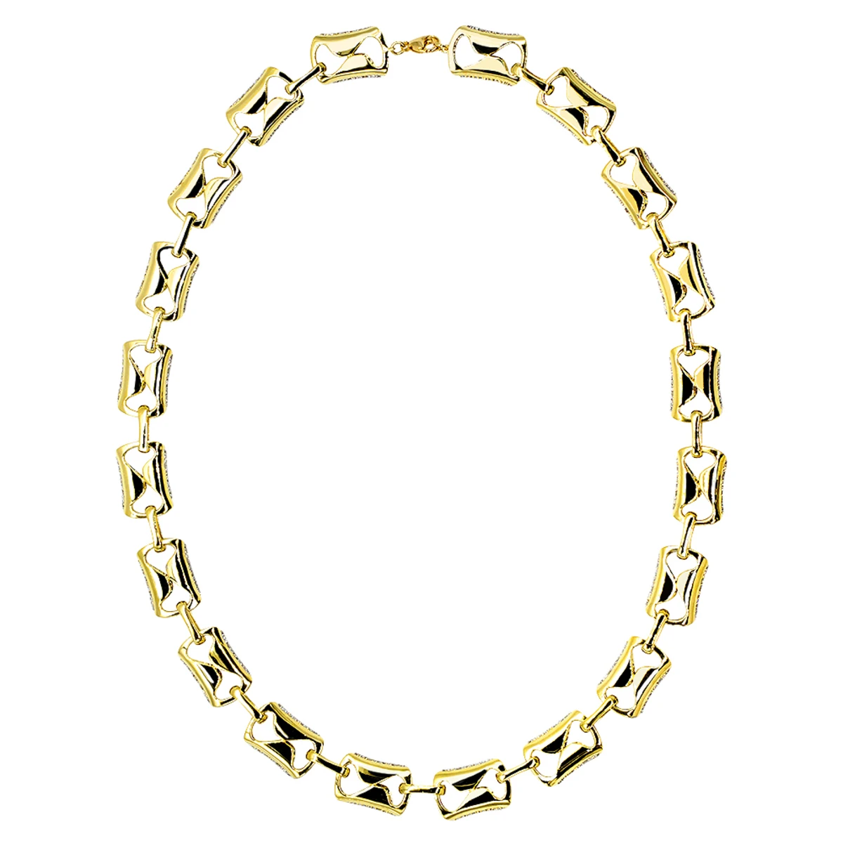 Luxurman Unique 14K Yellow Gold Pave Diamond Necklace For Women 12.9ct - Image 5
