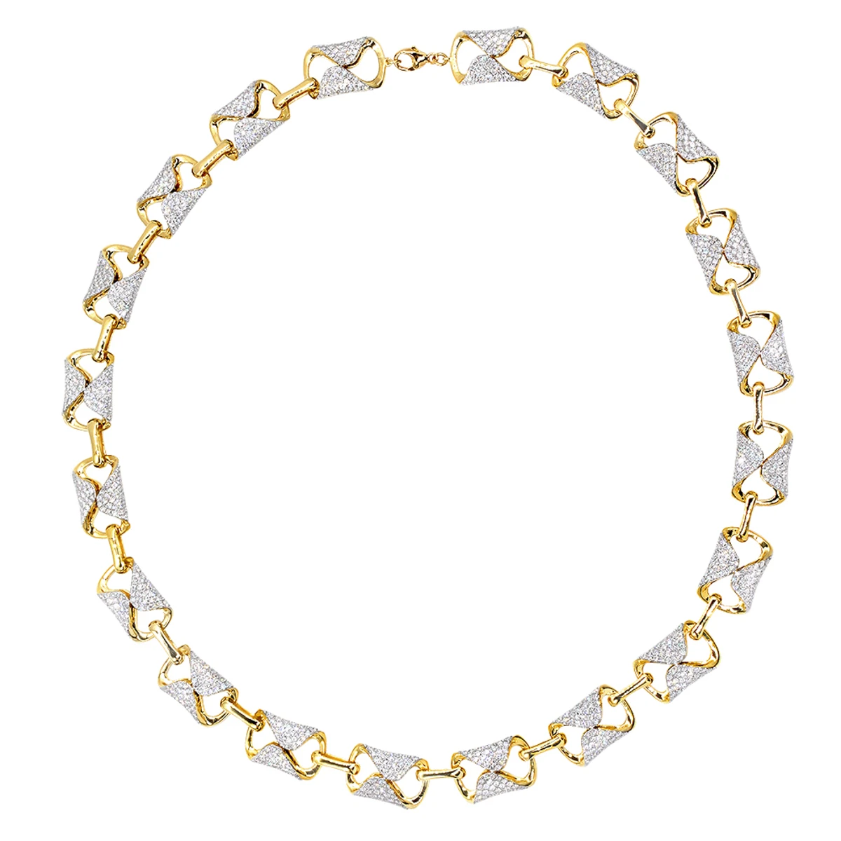 Luxurman Unique 14K Yellow Gold Pave Diamond Necklace For Women 12.9ct