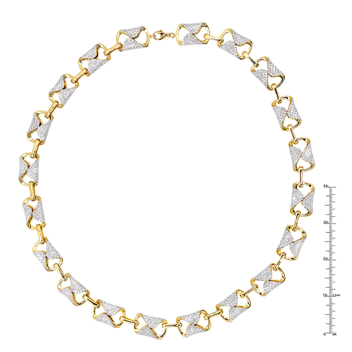 Luxurman Unique 14K Yellow Gold Pave Diamond Necklace For Women 12.9ct - Image 8