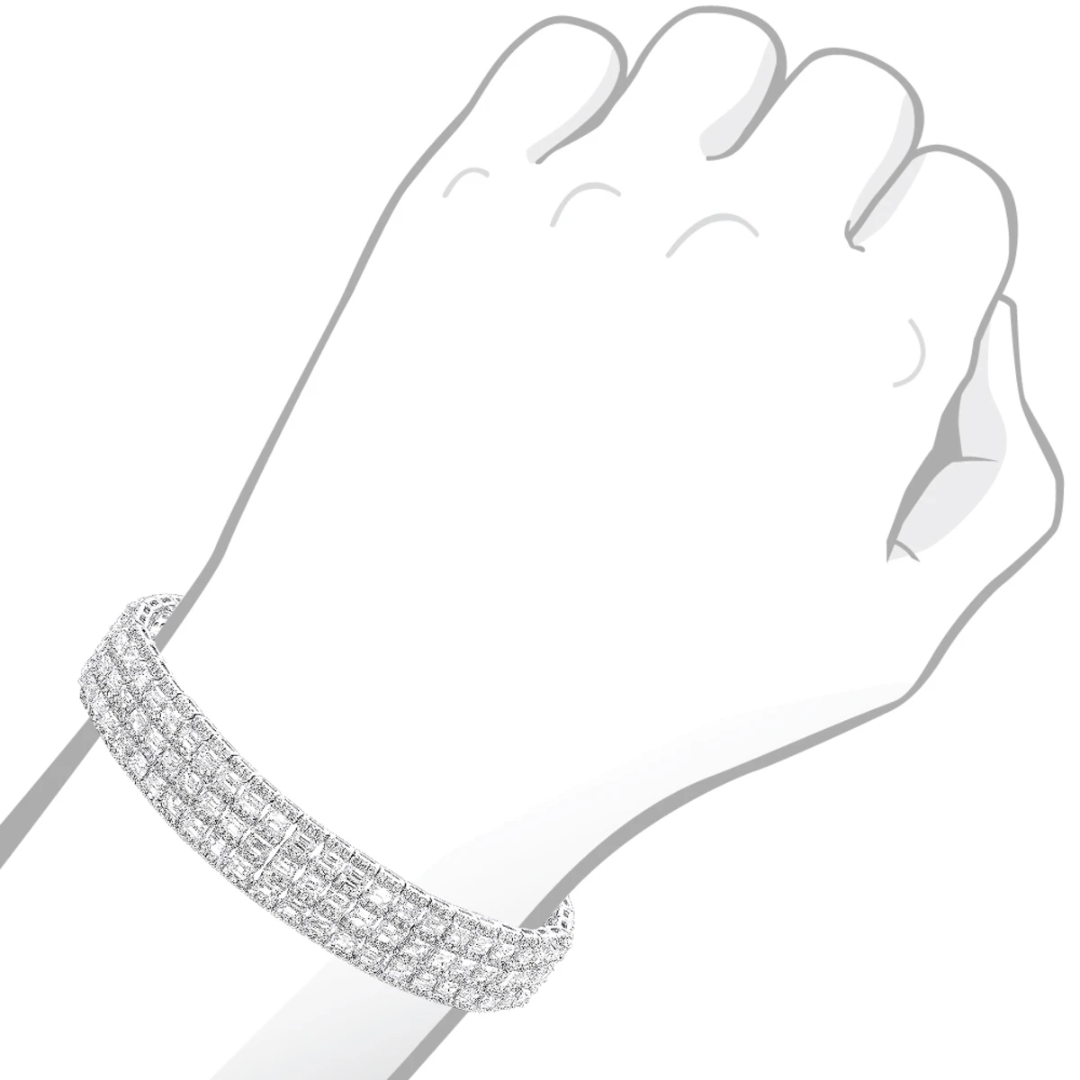 Unique 18K White Gold Round & Baguette Diamond Tennis Bracelet For Men & Women - Image 5