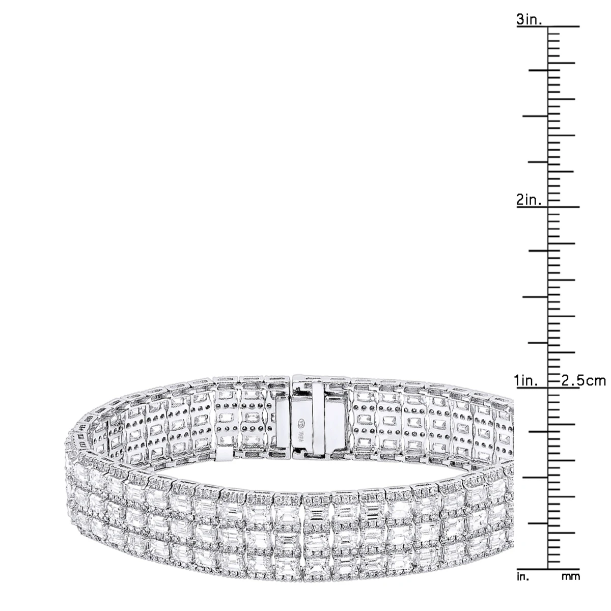 Unique 18K White Gold Round & Baguette Diamond Tennis Bracelet For Men & Women - Image 6